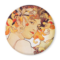 Alphonse Mucha Vintage Art Magnet