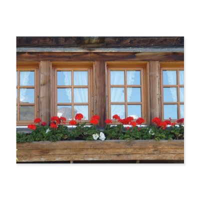Alpine Chalet Window Postcard by StarBrightNights