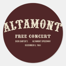 altamont free concert round sticker