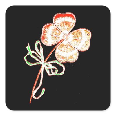 Altered Light Golden Irish Sparkle 4 Leaf Clover Stickers by Biblioartgifts