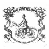 Alternative Transport (Horse-Cycle) Square Stickers
