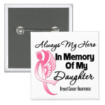 Always My Hero In Memory Daughter - Breast Cancer Buttons