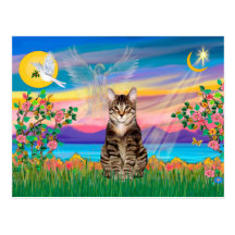 Am. SH Tabby Tiger Cat - Guardian Angel (#2) Post Card
