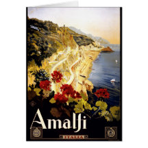 Amalfi Coastline Italian Travel Poster 1910 - 1920 Greeting Cards