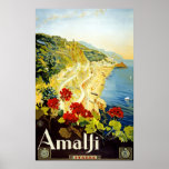 Amalfi Italian Coast Vintage Travel Poster