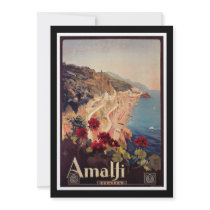 Amalfi, Italy  Vintage Travel Poster Personalized Invitation