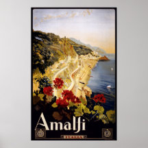 Amalfi Vintage Travel Poster Ad Retro Prints
