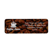 Amant de café, haricots blancs de tasse/Brown Étiquette D’adresse Retour