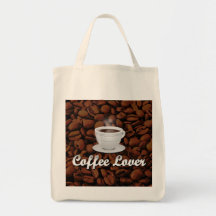 Amant de café, haricots blancs de tasse/Brown Sacs En Toile