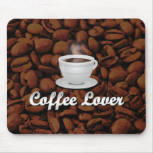 Amant de café, haricots blancs de tasse/Brown Tapis De Souris
