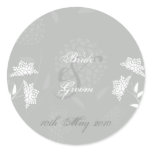Amaranth Floral Wedding Sticker :: Silver