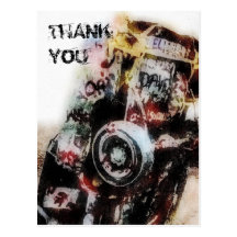 Amarillo Auto Graffiti Grunge Thank You Postcard
