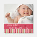 Amaryllis Stripes • Baby Announcement Magnets