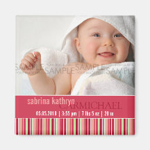 Amaryllis Stripes • Baby Announcement Magnets