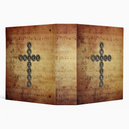 Amazing Grace Cross on Vintage Music Sheet Binder