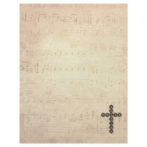 Amazing Grace Cross on Vintage Music Sheet Letterhead