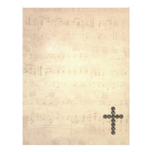 Amazing Grace Cross on Vintage Music Sheet Letterhead