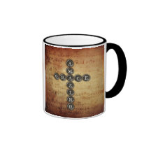 Amazing Grace Cross on Vintage Music Sheet Coffee Mugs