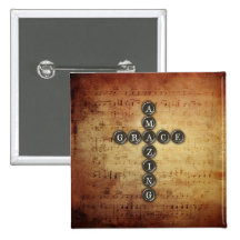 Amazing Grace Cross on Vintage Music Sheet Pins