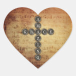 Amazing Grace Cross on Vintage Music Sheet Stickers