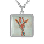 Amber Peeking Giraffe Necklace