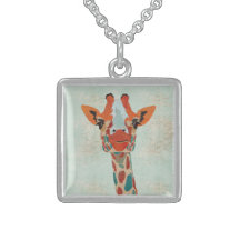 Amber Peeking Giraffe Necklace