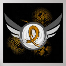 Amber Ribbon And Wings Appendix Cancer Poster