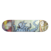 Amelia's blue monster skate board