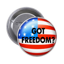 Amercian Flag Got Freedom Button by Burton