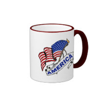 AMERICA BANNER AND US FLAG COFFEE MUG