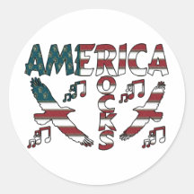 America Rocks With Eagles & Musical Notes Stickers