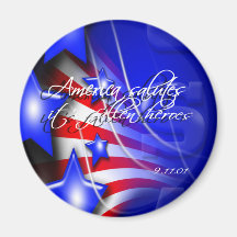 America Salutes it's Fallen Heroes 9/11 Button Refrigerator Magnet