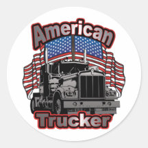 America Trucker Round Sticker