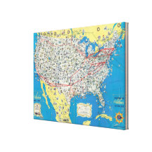 American Airlines system map Stretched Canvas Prints