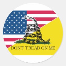 American and Gadsden Flag Round Sticker