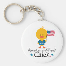 American and Proud Chick Keychain