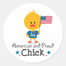 American and Proud Chick Stickers