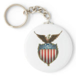 American Bald Eagle atop the stars and stripes Key Chain