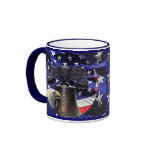 American Bald Eagle, Bell and Flag Mug