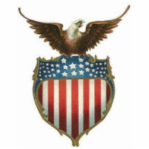 American Bald Eagle, stars & stripe atop of shield Photo Cutout