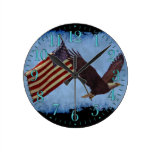 American Bald Eagle & US Flag Patriotic Art Clock