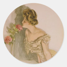 American Beauties by Harrison Fisher Round Stickers
