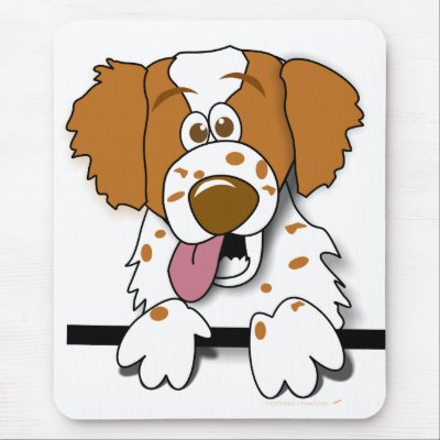 American Brittany Spaniel Cute Cartoon Dog Mouse Pad by alinaspencil