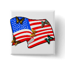 American Butterflys Pinback Buttons
