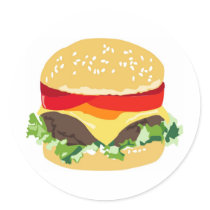 American cheeseburger round stickers