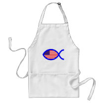 American Christian Fish Symbol Flag Aprons