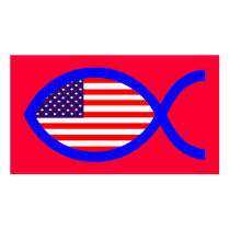 American Christian Fish Symbol Flag Business Cards