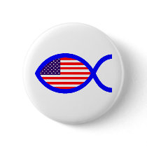 American Christian Fish Symbol Flag Buttons