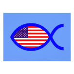American Christian Fish Symbol Flag Personalized Invites