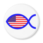 American Christian Fish Symbol Flag Magnets